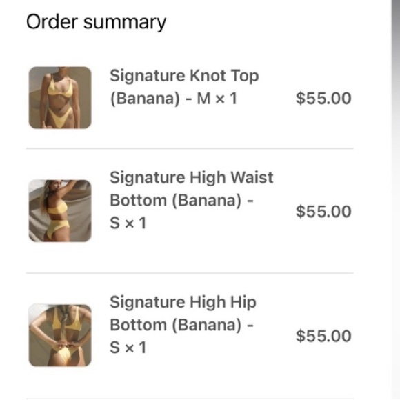 Toast Swim Signature Knot Bikini Top + 2 Bottoms in Banana M/S - Picture 5 of 5